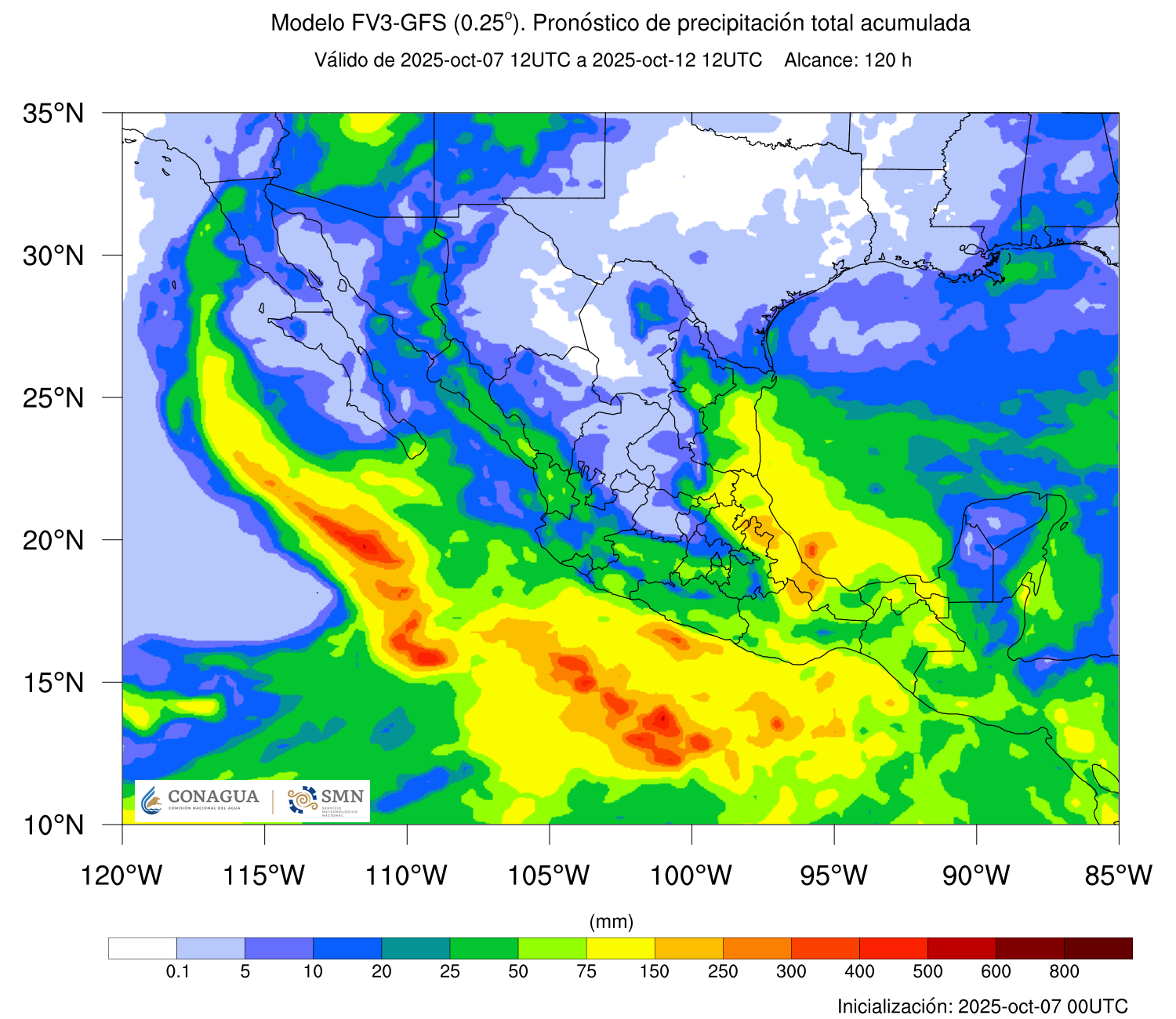 El huracán Priscilla continúa desplazándose lentamente hacia el oeste de Baja California Sur, generando un amplio sistema de lluvias, vientos y oleaje elevado a lo largo del litoral del Pacífico mexicano.