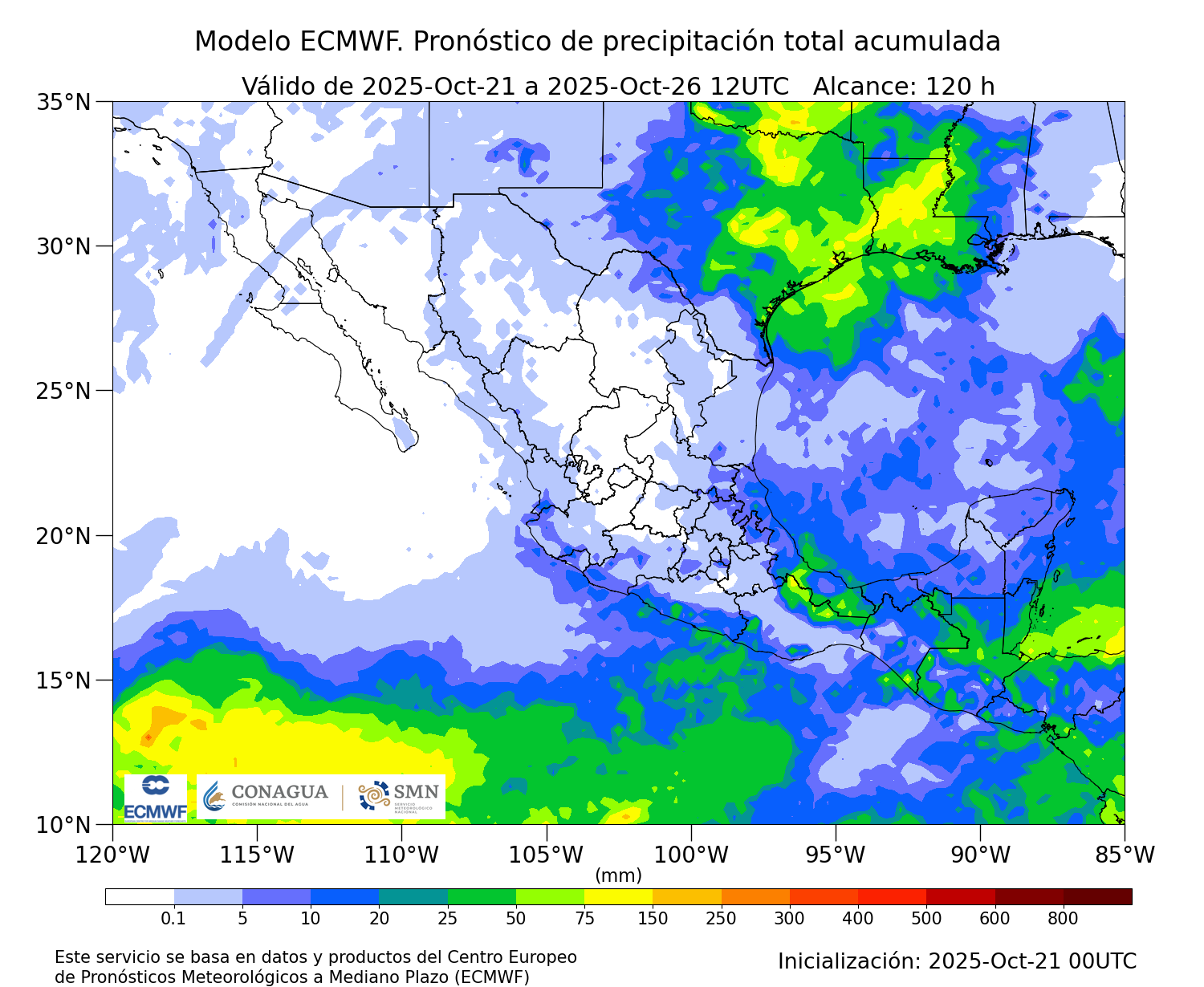 El Servicio Meteorológico Nacional advierte sobre lluvias fuertes a muy fuertes, descenso de temperaturas, rachas intensas de viento.