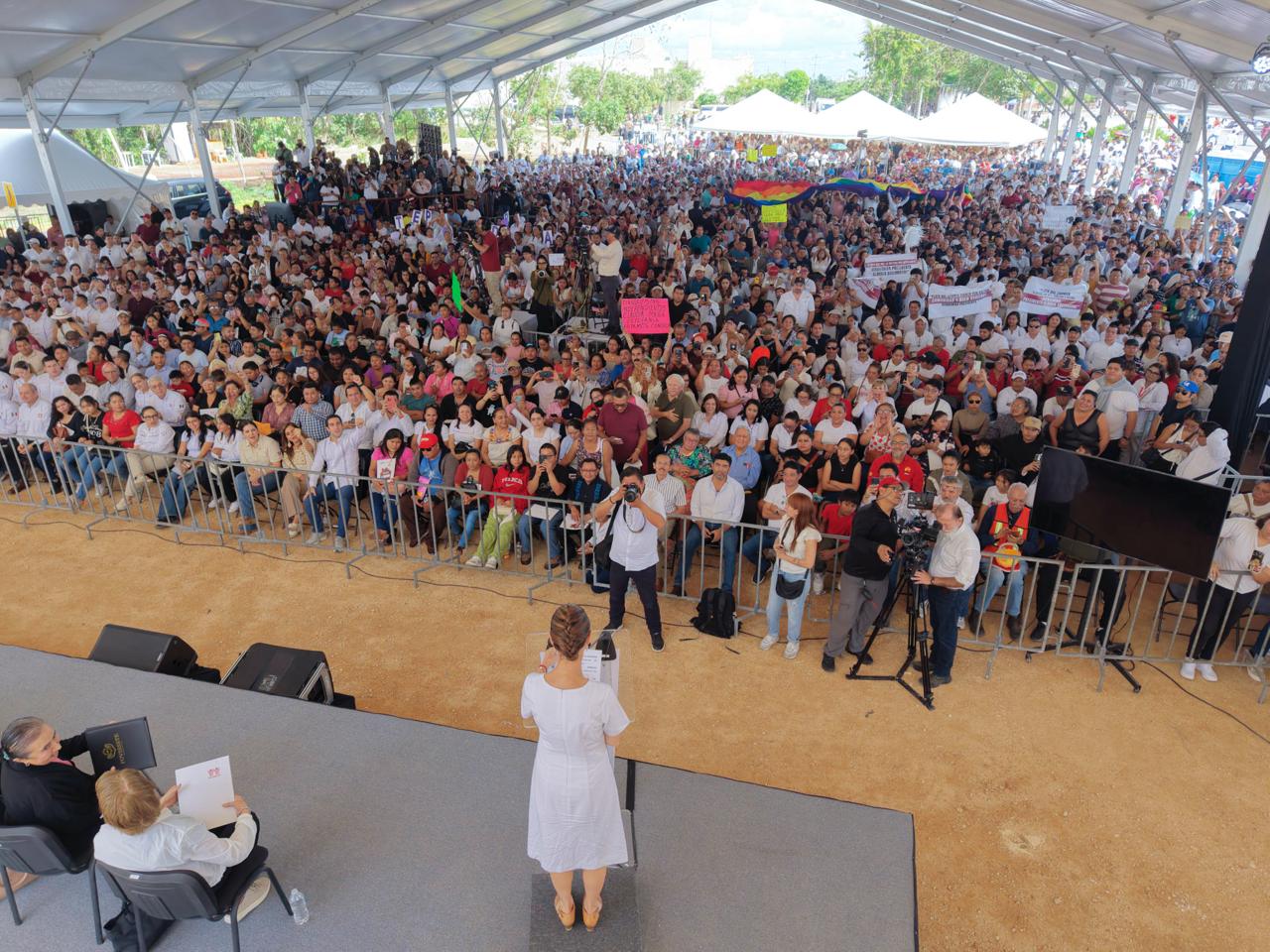 La presidenta Claudia Sheinbaum promete que la infraestructura de carga del Tren Maya facilitará el abasto de combustibles en el sureste