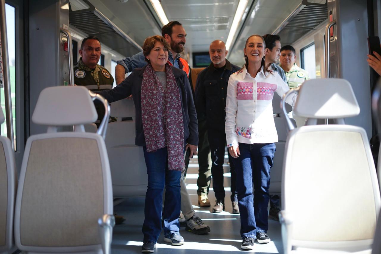La Presidenta realizó el primer recorrido de prueba del nuevo tren de pasajeros, que conectará Buenavista con el AIFA en 43 minutos y operará con intervalos de 15 minutos.