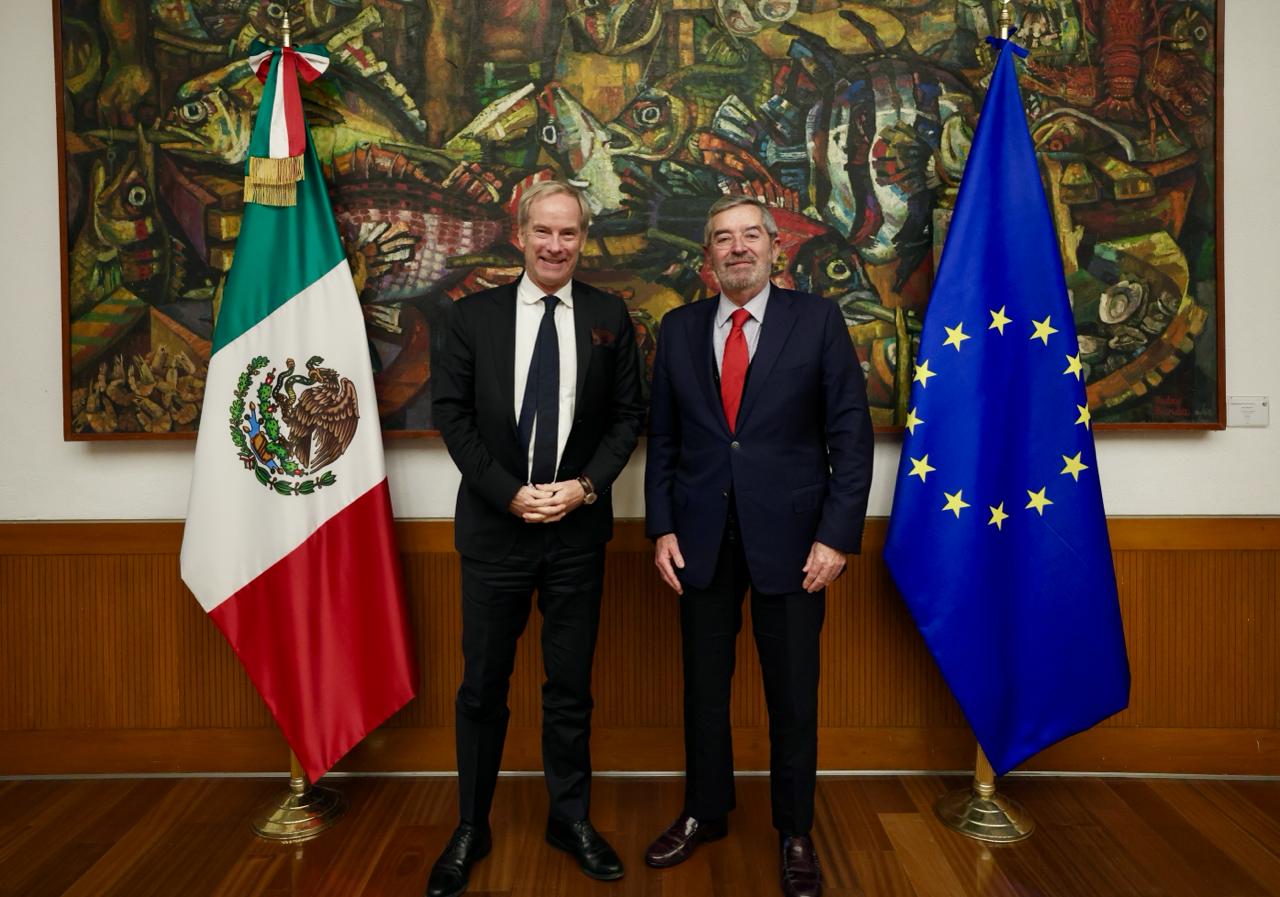 El canciller Juan Ramón de la Fuente sostuvo un encuentro con representantes de la UE para evaluar el estado del acuerdo y reiterar el compromiso con el Derecho Internacional y el multilateralismo.