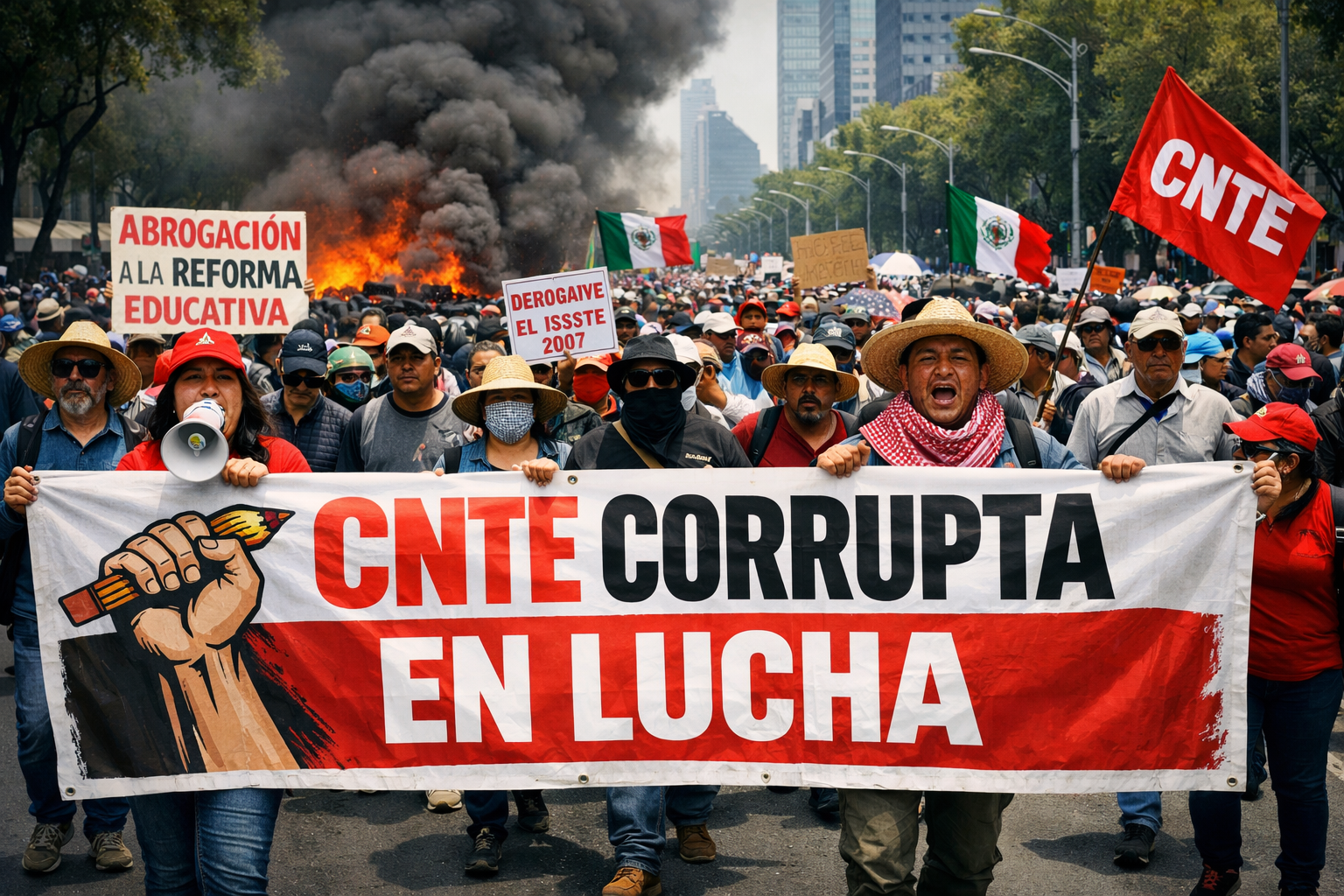 La Coordinadora Nacional de Trabajadores de la Educación intensificó su jornada de movilizaciones con bloqueos en carreteras, casetas, oficinas públicas y cruces estratégicos en diversas entidades, como parte de su paro nacional de 72 horas.