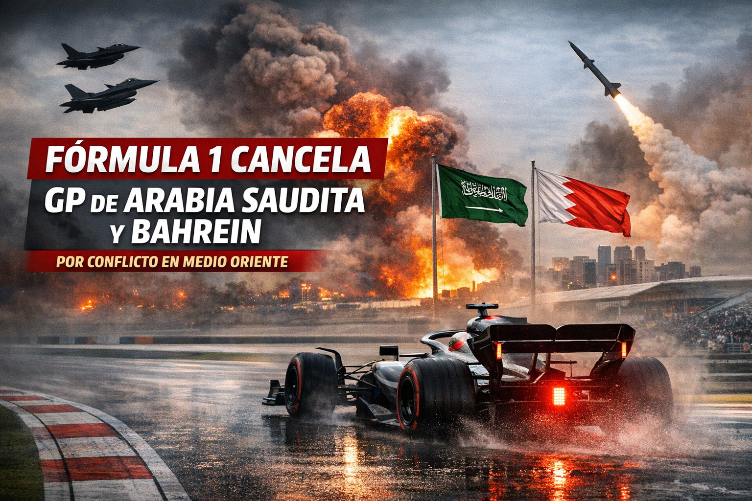 La categoría anunció la suspensión de las carreras programadas en abril en Sakhir y Yeda debido a la escalada del conflicto bélico en la región. El calendario 2026 se reducirá a 22 competencias.