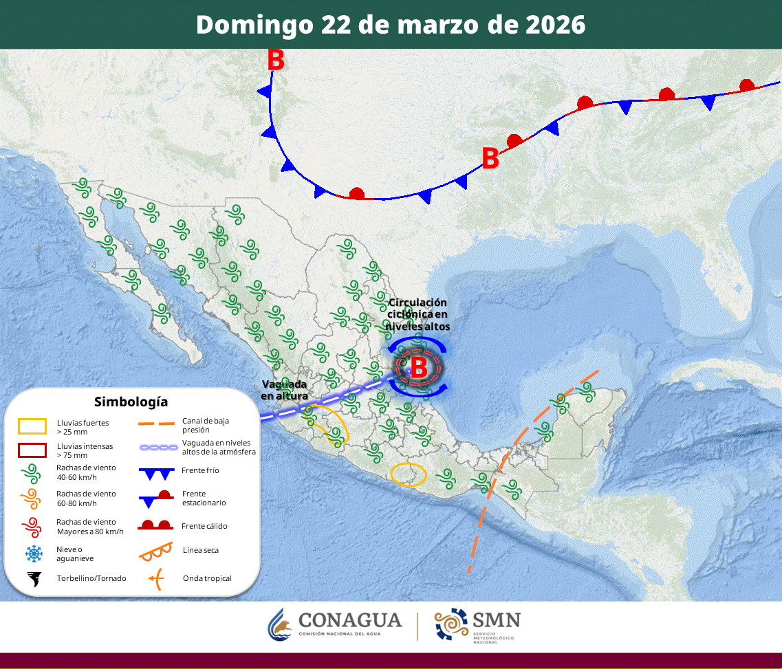 Sistemas meteorológicos provocarán precipitaciones intensas en el occidente y sur, mientras persiste la onda de calor en varias entidades.