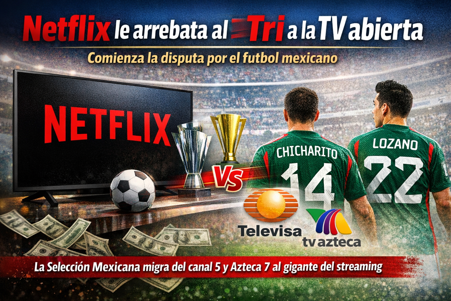La llegada de Netflix a las transmisiones de la Selección Mexicana confirma el cambio de modelo en la industria audiovisual. La televisión abierta no desaparece, pero pierde uno de sus contenidos más valiosos y enfrenta una nueva batalla por la audiencia.