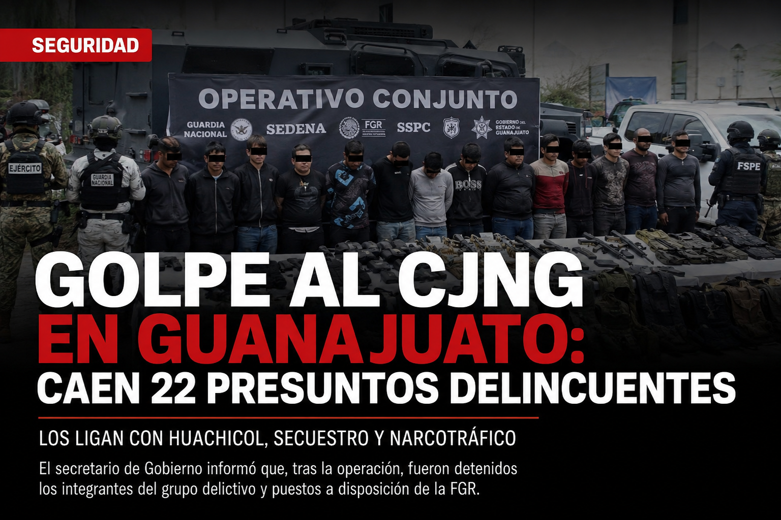 El secretario de Gobierno estatal confirmó que los detenidos fueron entregados a la FGR tras un operativo realizado entre León y Silao.