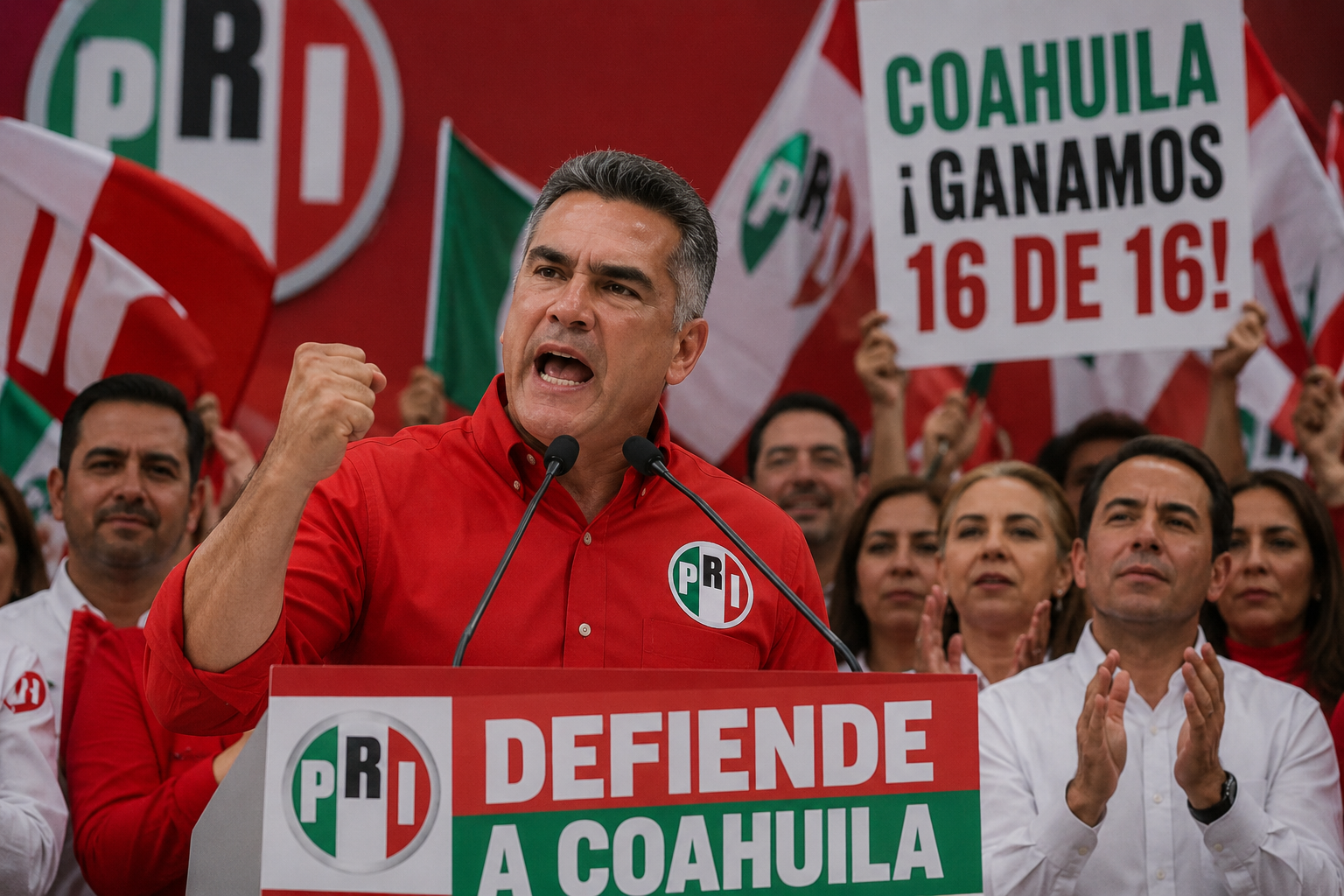 Afirma que el PRI ganó las 16 diputaciones y reta a Morena.