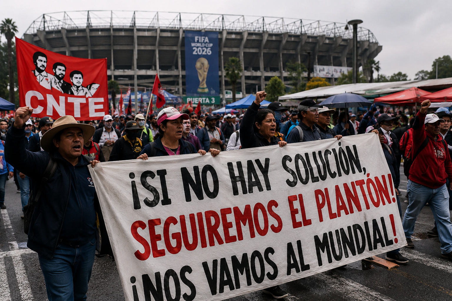 Sin acuerdos en demandas centrales; maestros advierten que mantendrán el plantón y definirán acciones rumbo al arranque de la Copa del Mundo.