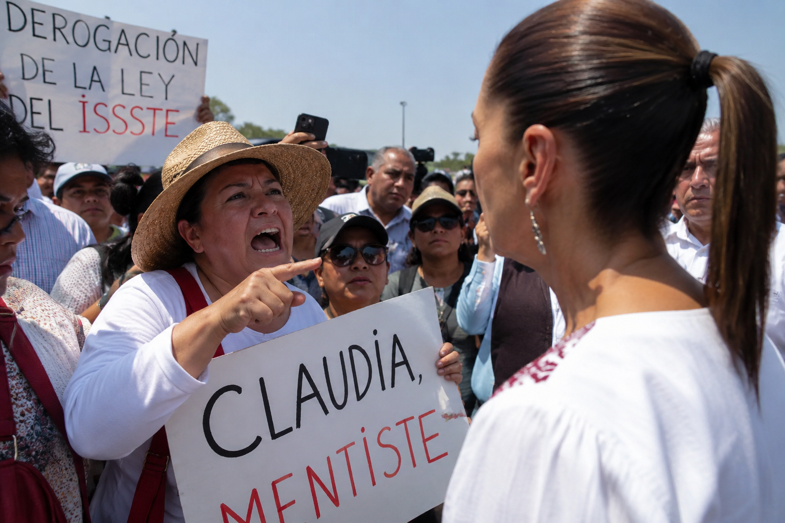 “Claudia, mentiste”: maestros encaran a Sheinbaum en Baja California por incumplir promesa sobre ISSSTE Sumario: Docentes acusan a Sheinbaum de incumplir la derogación del ISSSTE SAN QUINTÍN, BC.- La inconformidad del magisterio con el Gobierno federal volvió a hacerse visible este viernes en Baja California, donde maestros lanzaron un reclamo directo a la presidenta Claudia Sheinbaum durante una actividad pública: “Claudia, mentiste”, le gritaron al acusarla de incumplir el compromiso de campaña de derogar la Ley del ISSSTE de 2007. El reclamo ocurre en medio de la creciente tensión entre el Gobierno federal y sectores del magisterio agrupados en la Coordinadora Nacional de Trabajadores de la Educación (CNTE), que mantienen movilizaciones en distintas entidades del país para exigir cambios al sistema de pensiones, la eliminación de la Ley del ISSSTE y modificaciones al esquema de carrera magisterial. De acuerdo con reportes difundidos este viernes, los docentes manifestaron su descontento porque, aseguran, la hoy mandataria prometió durante la campaña presidencial revertir la reforma al sistema pensionario impulsada en 2007, una de las principales demandas históricas del movimiento magisterial. La protesta se suma a una escalada de presiones de la CNTE contra la administración federal. En los últimos días, el Gobierno de Sheinbaum ha endurecido su postura frente a la Coordinadora y anunció que buscará consultar directamente a los maestros de base, dejando de lado a las dirigencias sindicales, una estrategia que ha generado nuevas fricciones con el movimiento. La presidenta ha sostenido que regresar al esquema pensionario previo a 2007 implicaría un costo financiero que el Estado mexicano no puede asumir en las condiciones actuales, mientras que los maestros insisten en que el Gobierno debe cumplir los compromisos asumidos durante el proceso electoral. El episodio en Baja California refleja el desgaste de la relación entre el Ejecutivo federal y el magisterio disidente, que mantiene movilizaciones, bloqueos y plantones en diversas regiones del país en busca de una respuesta favorable a sus exigencias. Palabras clave SEO: Claudia Sheinbaum, maestros Baja California, CNTE, Ley del ISSSTE, pensiones magisteriales, Claudia mentiste, protesta de maestros, San Quintín, reforma ISSSTE, conflicto magisterial.