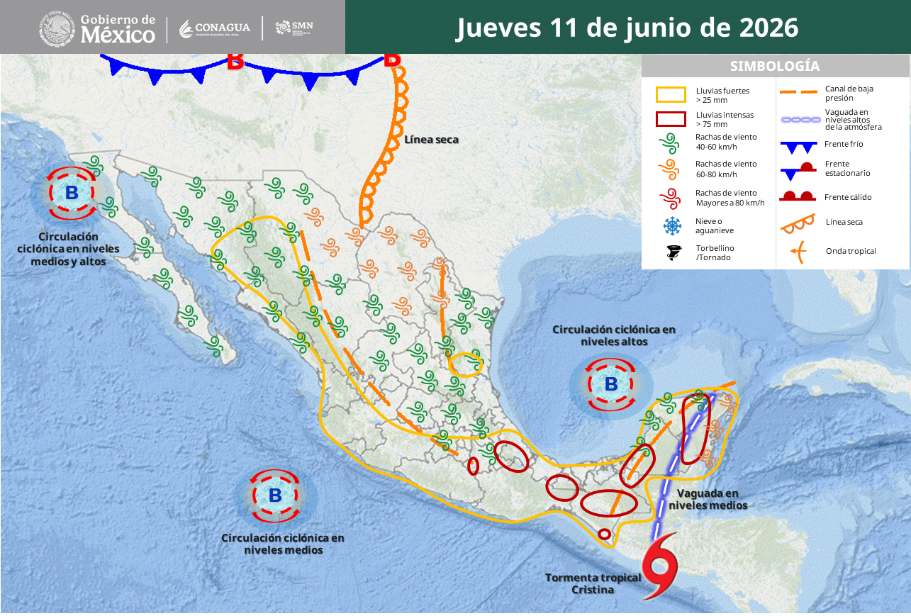 Alertan por lluvias torrenciales e intenso calor en gran parte del país.