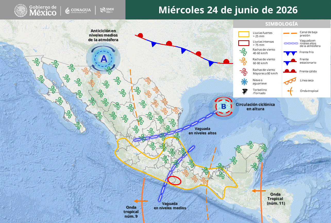 Guerrero y Oaxaca enfrentarán lluvias torrenciales; sigue la onda de calor.