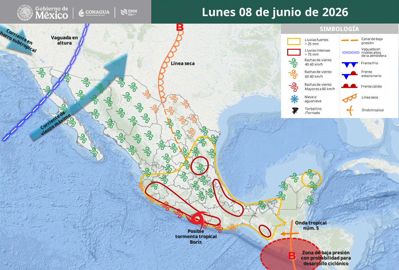 Boris amenaza Guerrero; lluvias torrenciales y oleaje extremo