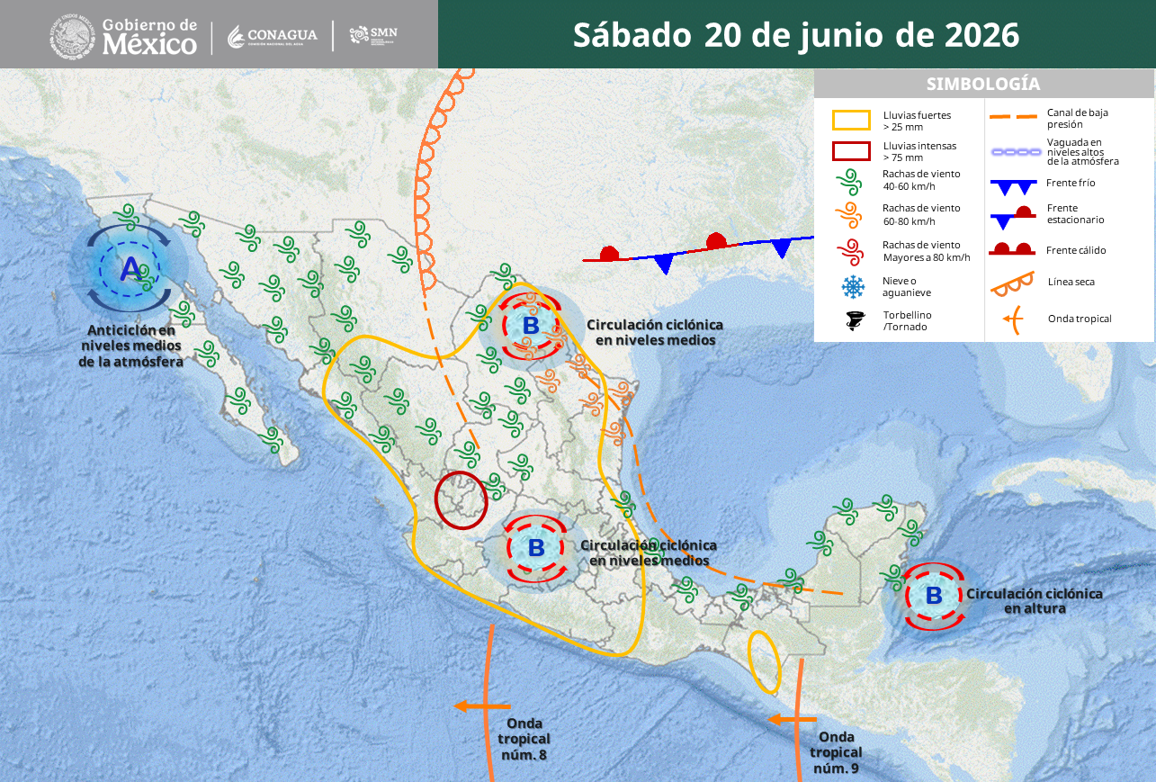 Tres estados enfrentarán lluvias de hasta 150 milímetros este fin de semana.