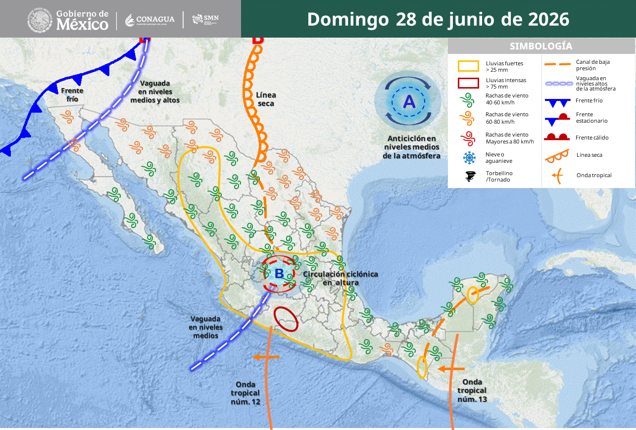 Conagua prevé lluvias intensas y riesgos de inundaciones en 3 estados.
