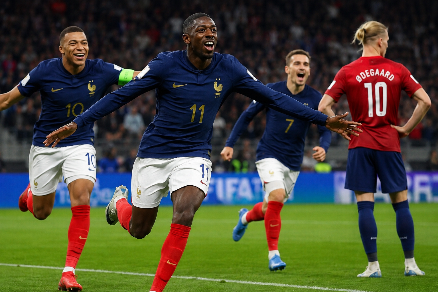 Dembélé firma un triplete y Francia domina a Noruega en el Mundial.