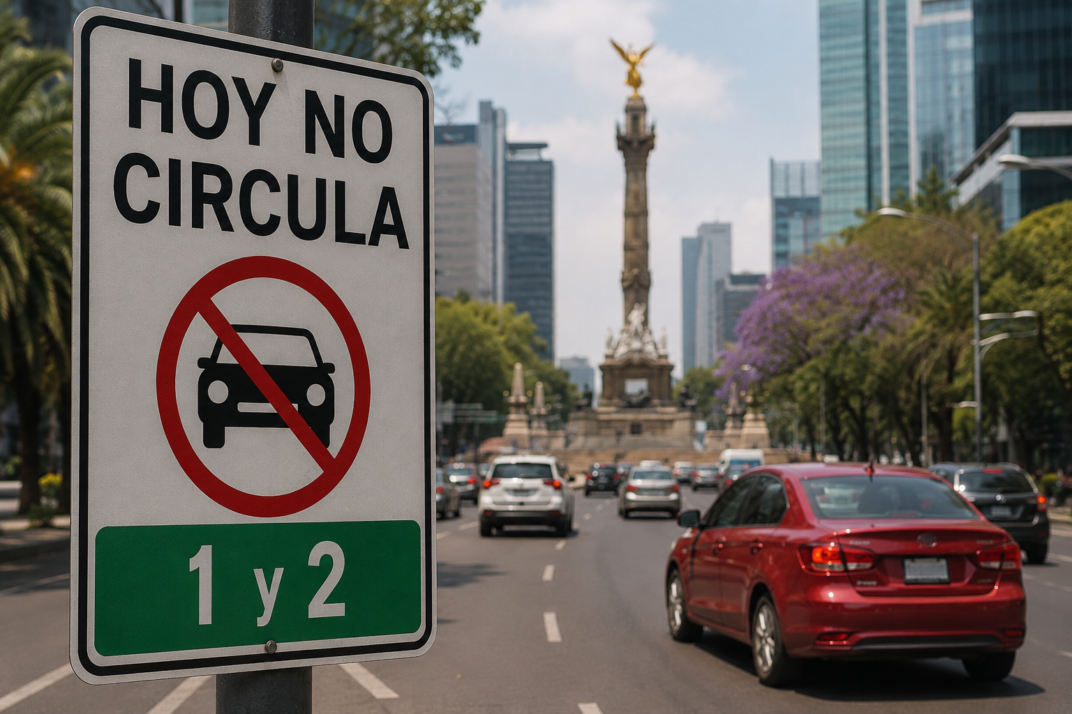 Restricción aplica a autos con engomado verde y placas 1 y 2.