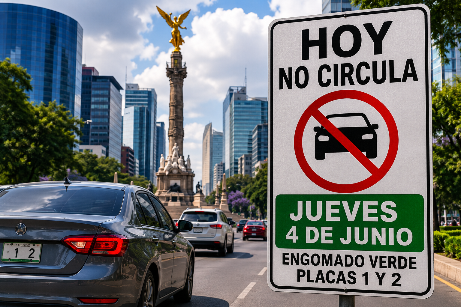Autos con engomado verde y placas 1 y 2 no circulan este jueves.