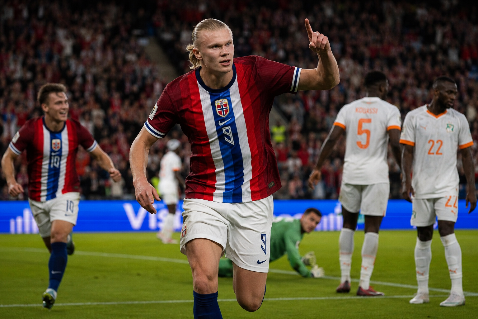 Haaland definió al 86' y Noruega eliminó a Costa de Marfil del Mundial.