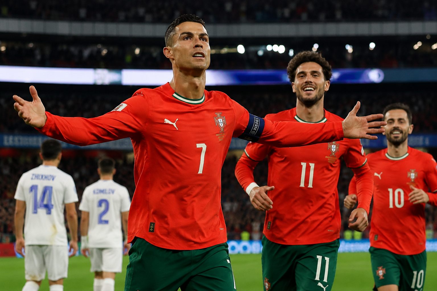 El capitán luso marcó un doblete y lideró una exhibición de Portugal.
