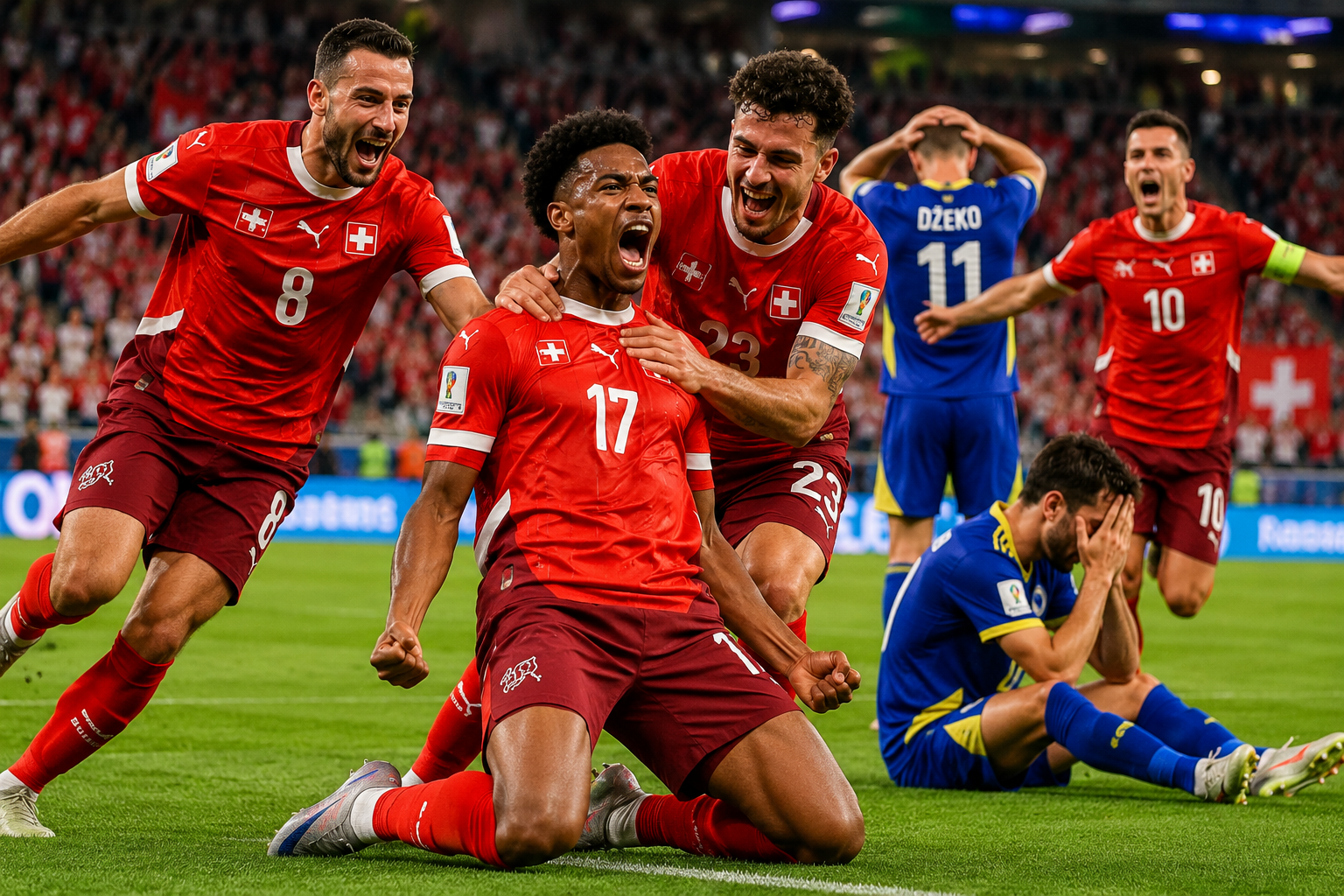Los helvéticos liquidaron el partido con cuatro goles tras el minuto 73.