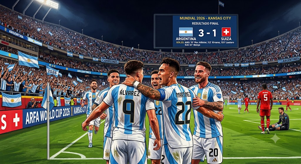 Con goles de Álvarez y Martínez en el alargue, la Albiceleste avanza tras vencer 3-1 a Suiza.