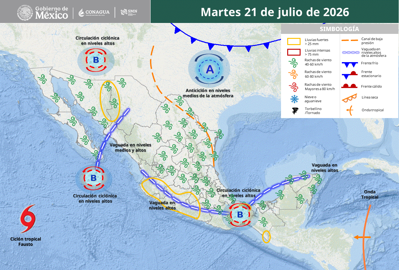 Monzón dejará lluvias intensas, calor extremo y fuertes vientos en México.