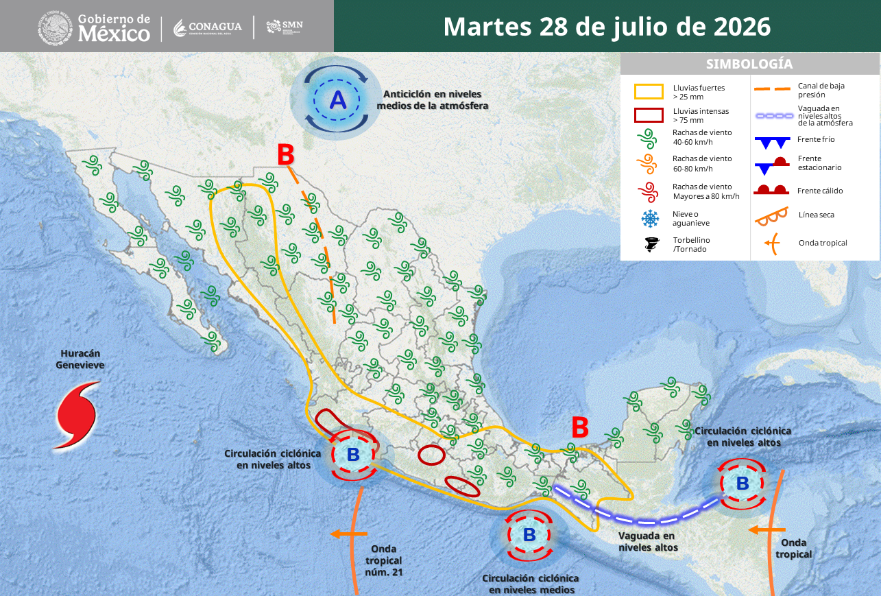 SMN prevé lluvias intensas, granizo y calor superior a 45°C.