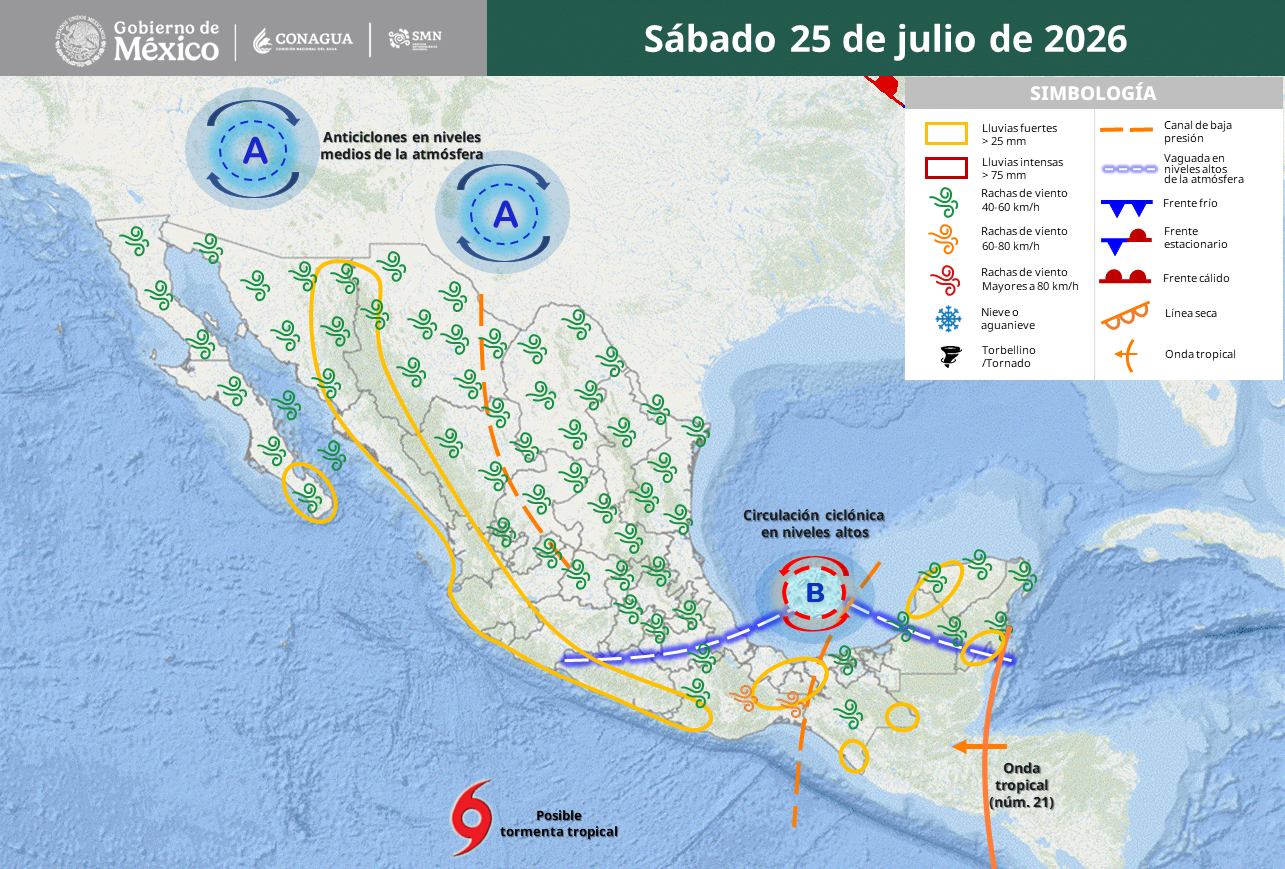 Lluvias intensas y calor extremo pondrán en riesgo a más de 20 estados.