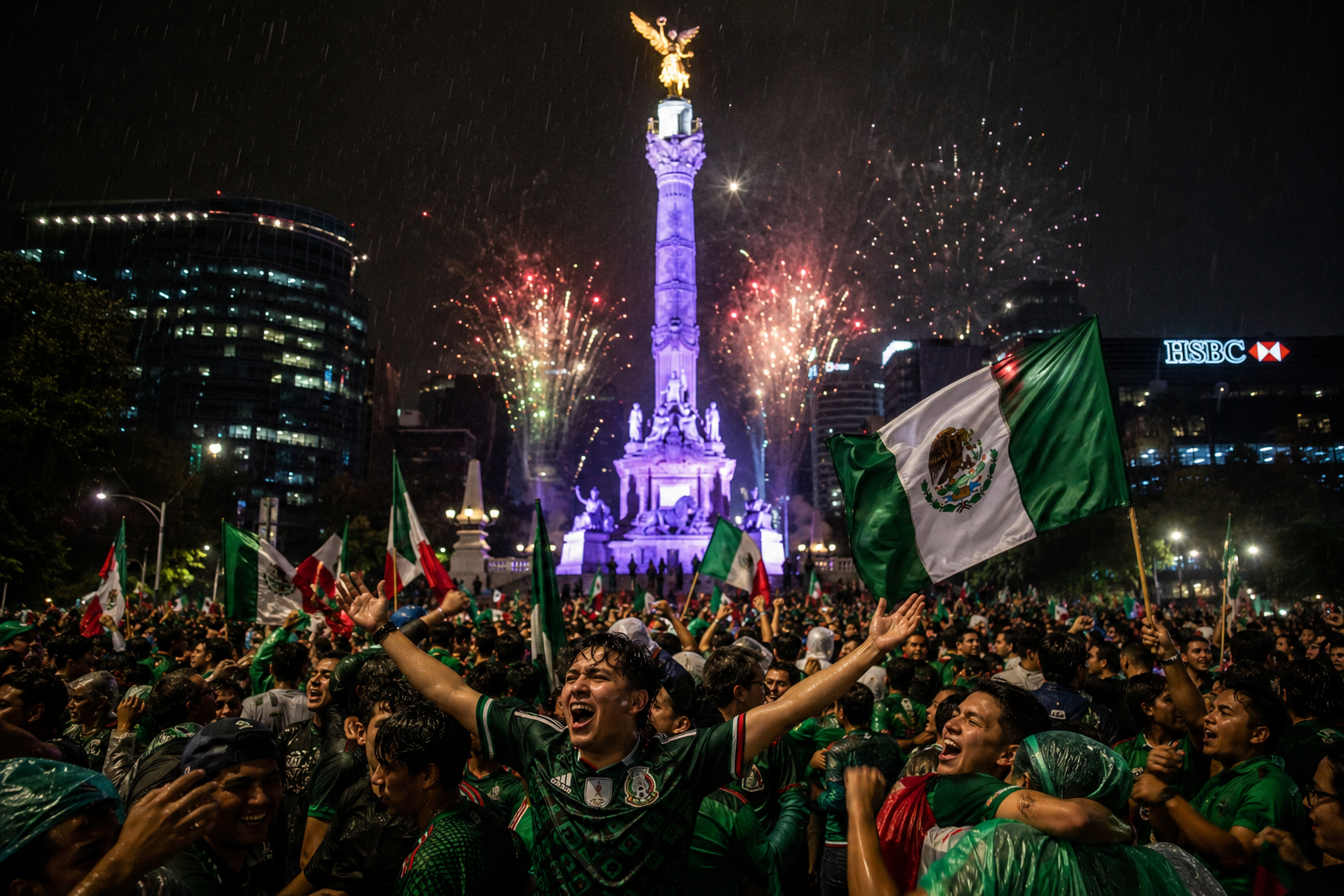 El Zócalo, el Ángel y el Monumento a la Revolución fueron escenario de una fiesta multitudinaria que ni la lluvia pudo detener tras la victoria de México sobre Ecuador.