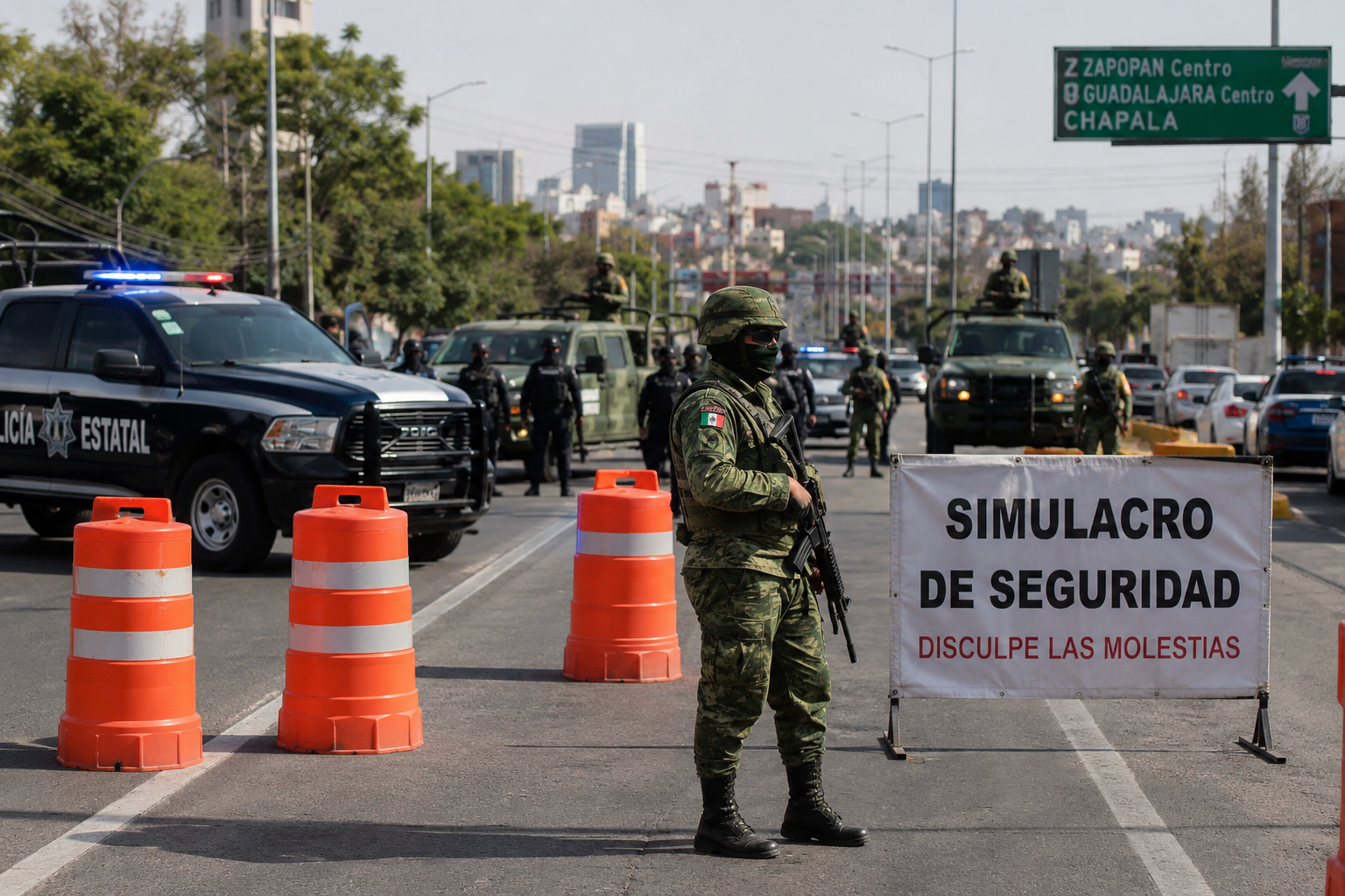 Operativo militar cerrará accesos a la ZMG durante simulacro de seguridad.