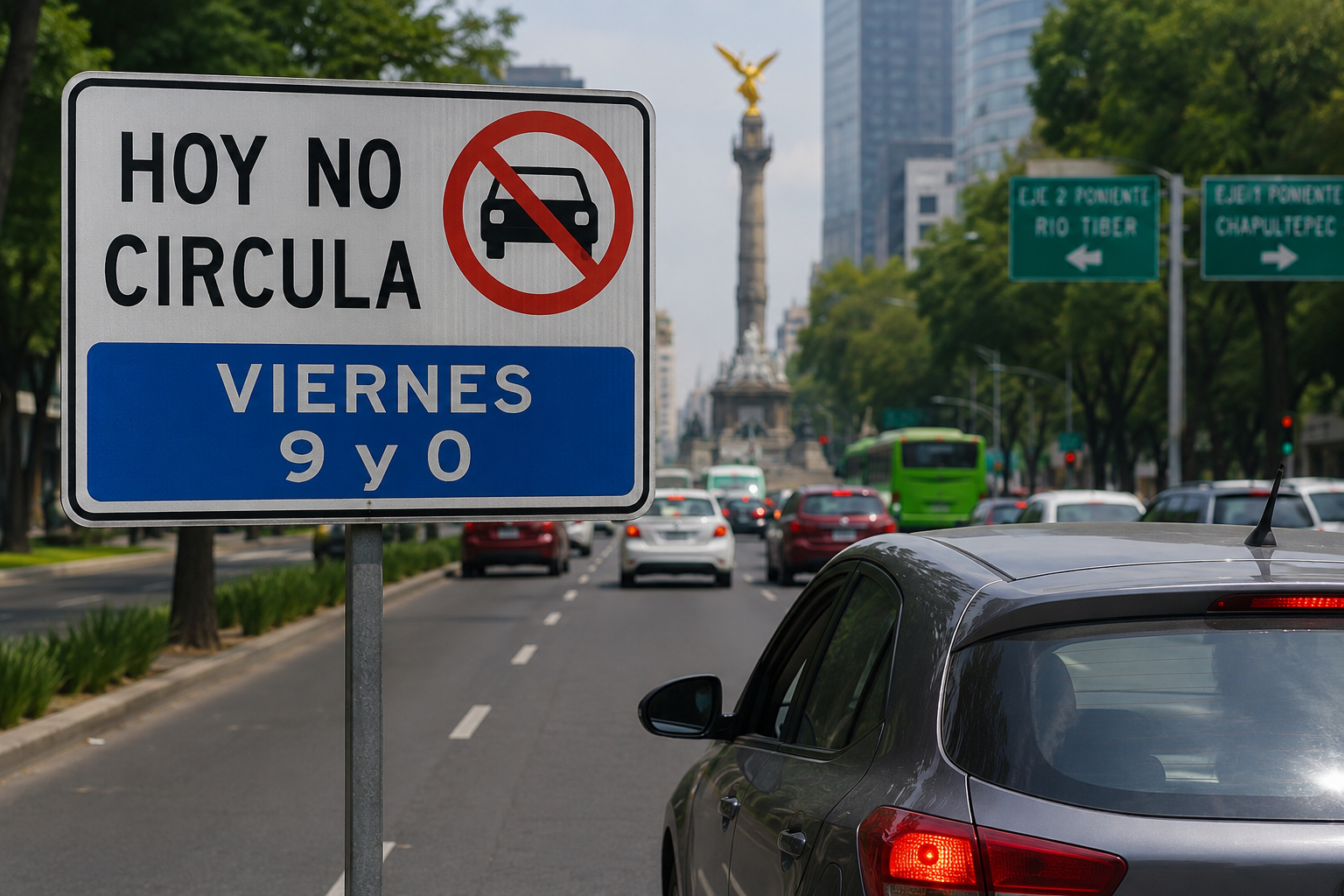 Autos con placas 9 y 0 y engomado azul no podrán circular.
