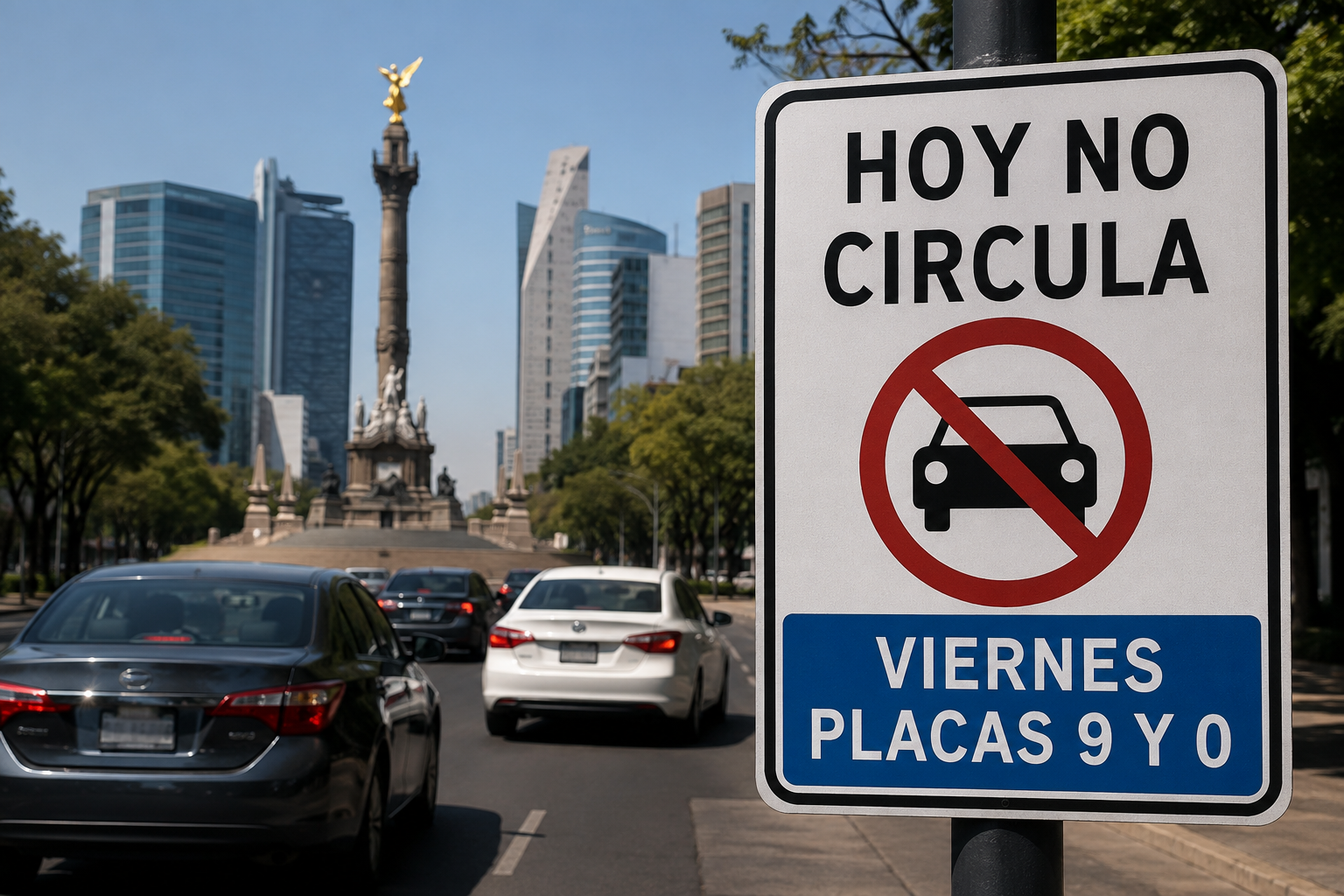 Engomado azul, placas 9 y 0 con holograma 1 y 2 no podrán circular.
