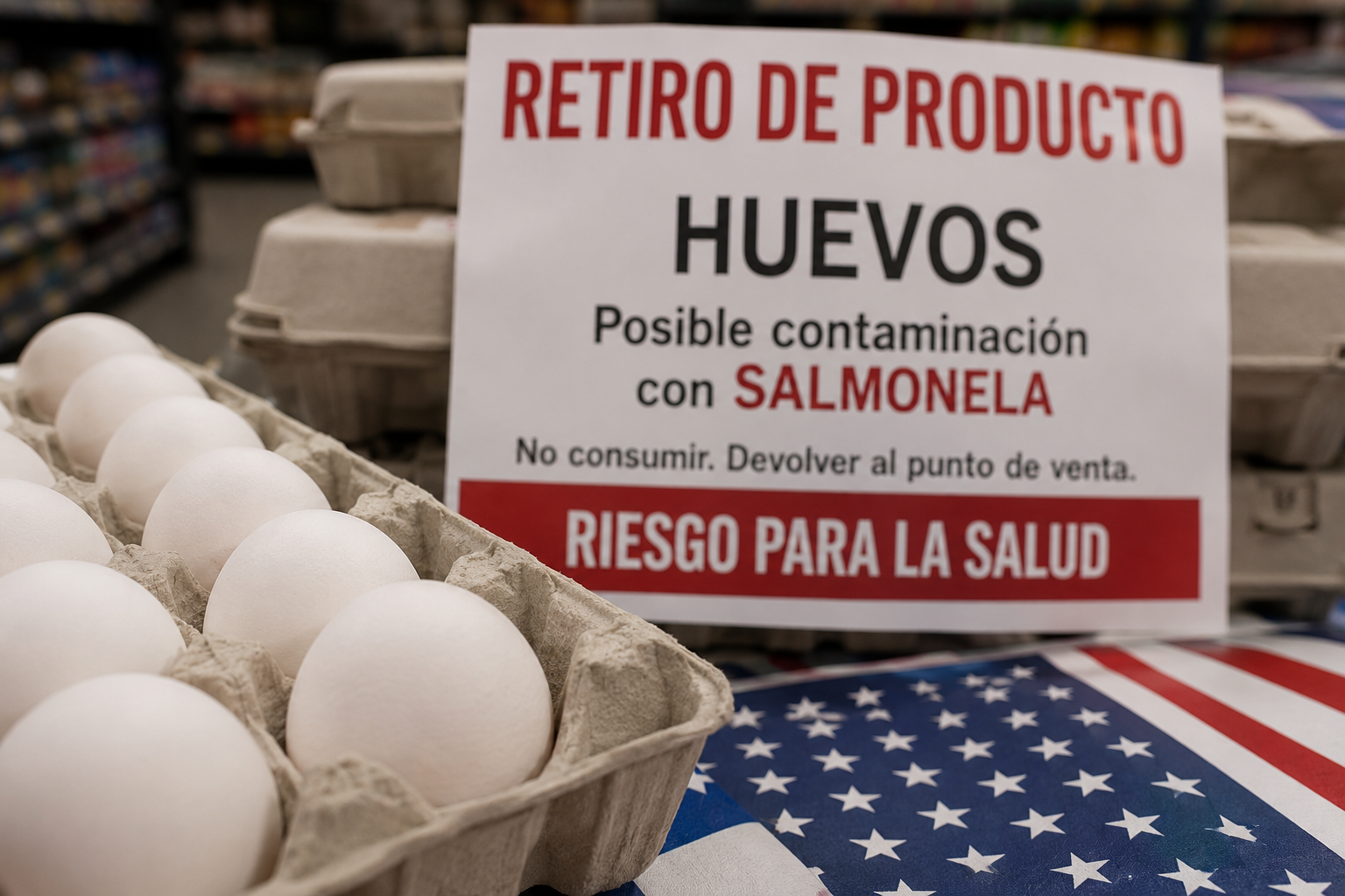 Retiro masivo de huevos agrava alerta sanitaria en Estados Unidos.