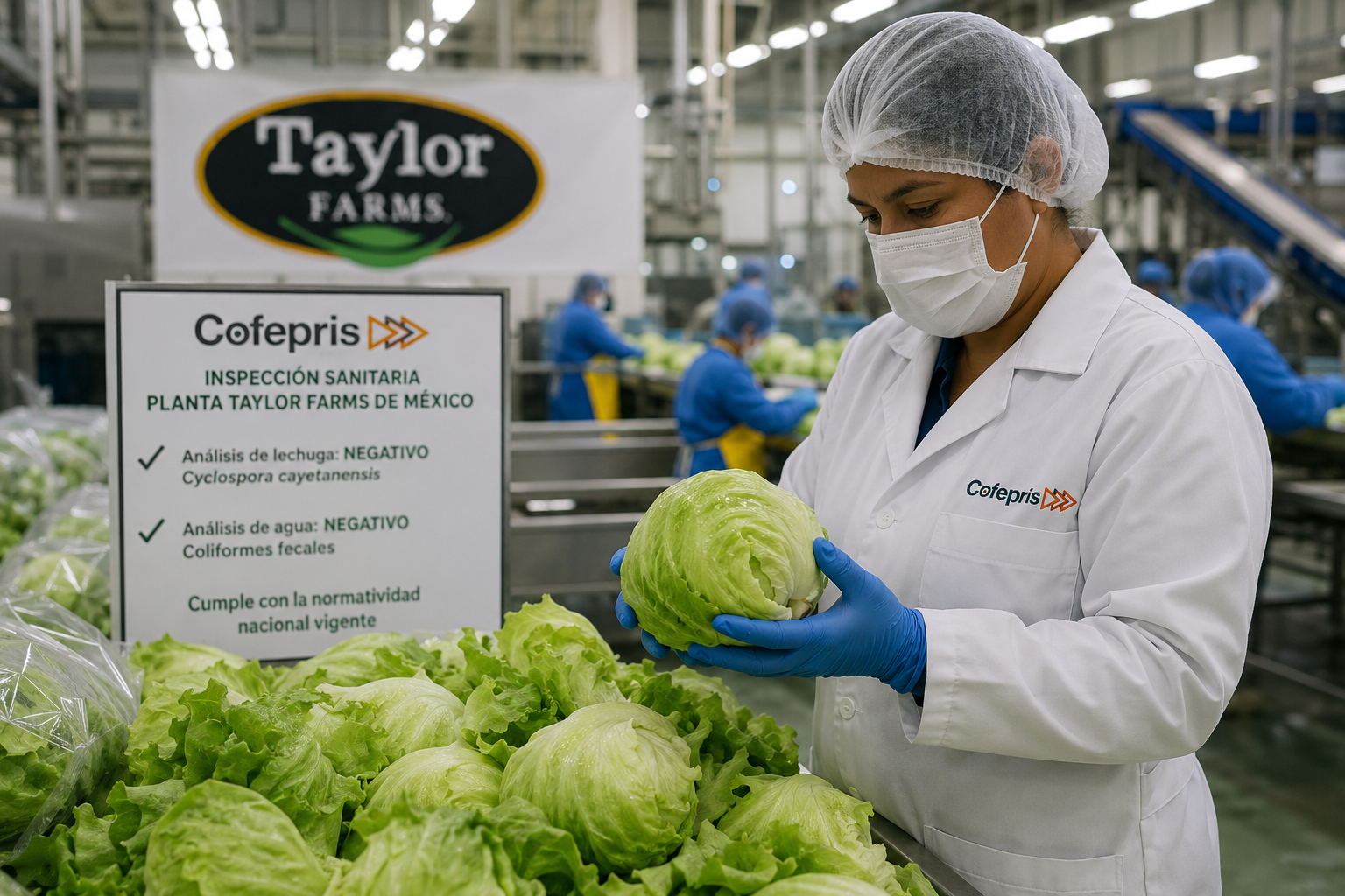 Cofepris descarta Cyclospora y contaminación en lechugas de Taylor Farms.