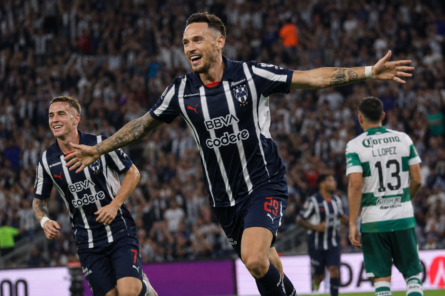 Rayados vino de atrás y venció 3-2 a Santos en un duelo vibrante.