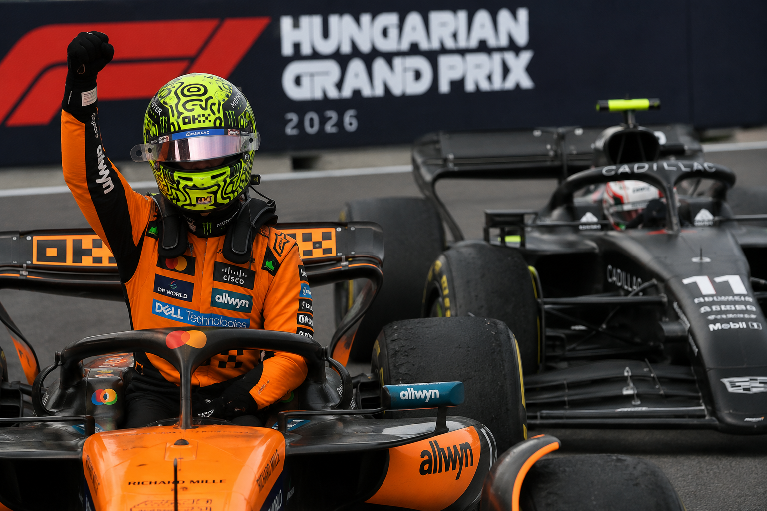 Norris logra su primer triunfo del año; Checo abandona por falla mecánica.