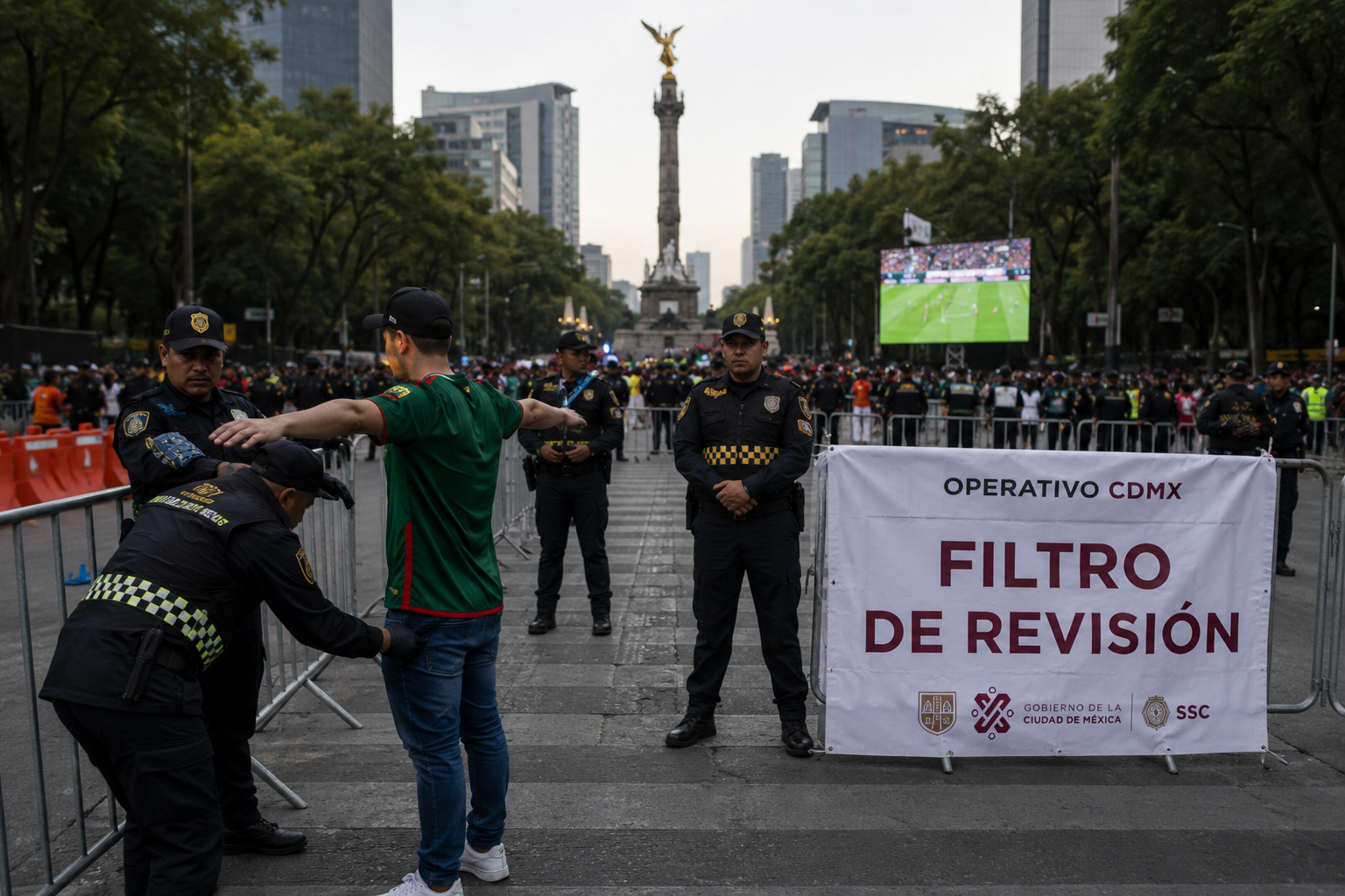 Refuerzan seguridad con filtros, pantallas y cierres en Reforma.