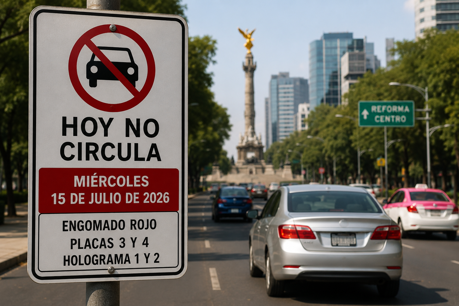 Engomado rojo y placas 3 y 4 no podrán circular este miércoles.