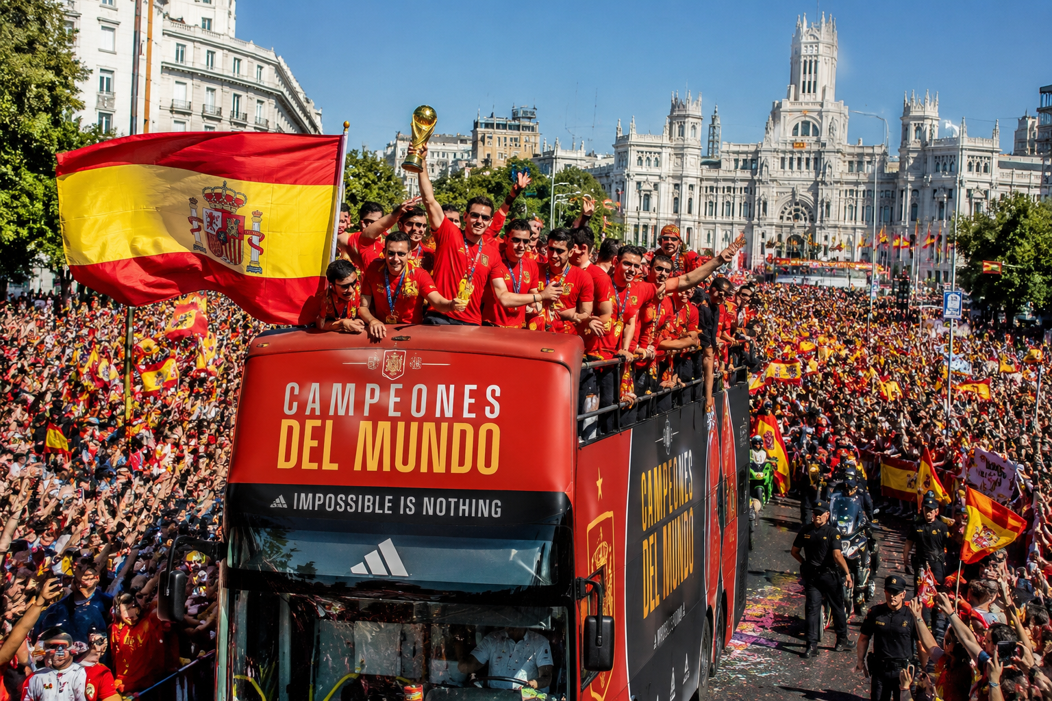 Madrid se vuelca con La Roja tras conquistar su segundo Mundial.
