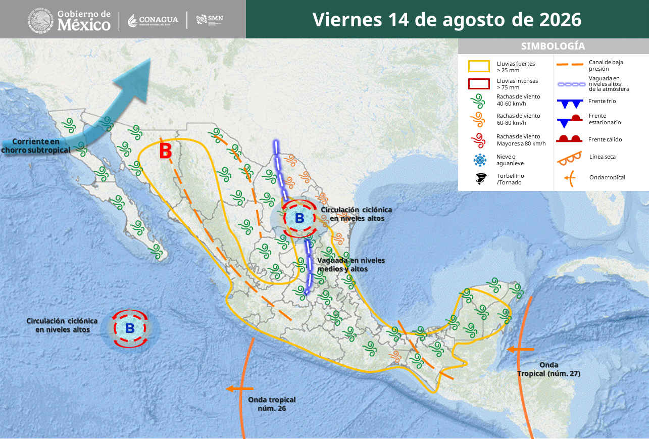 Monzón dejará lluvias intensas, granizo y calor extremo en México este viernes