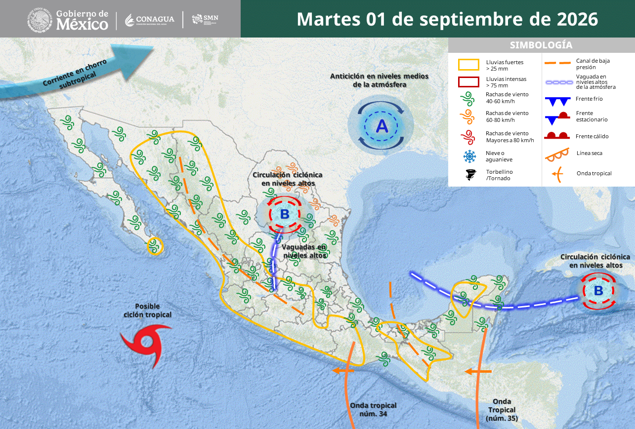 Ciclón reforzará lluvias, oleaje y vientos en el Pacífico mexicano