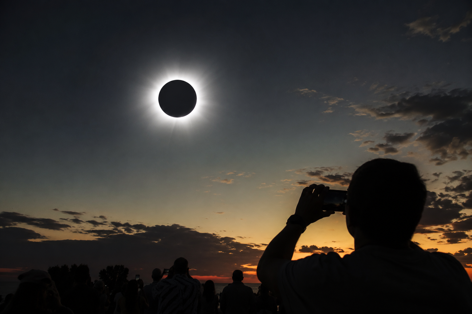 La Luna cubre al Sol en un eclipse total que cruza el Ártico y España.