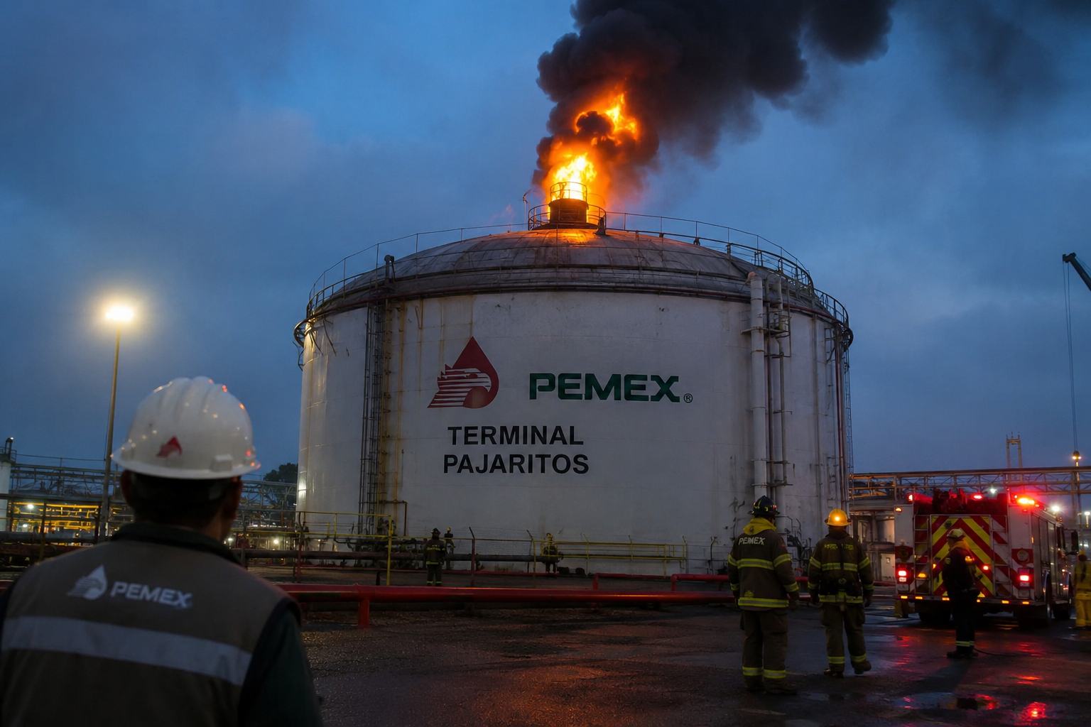 Pemex evacúa terminal de Pajaritos tras incendio; no hay lesionados