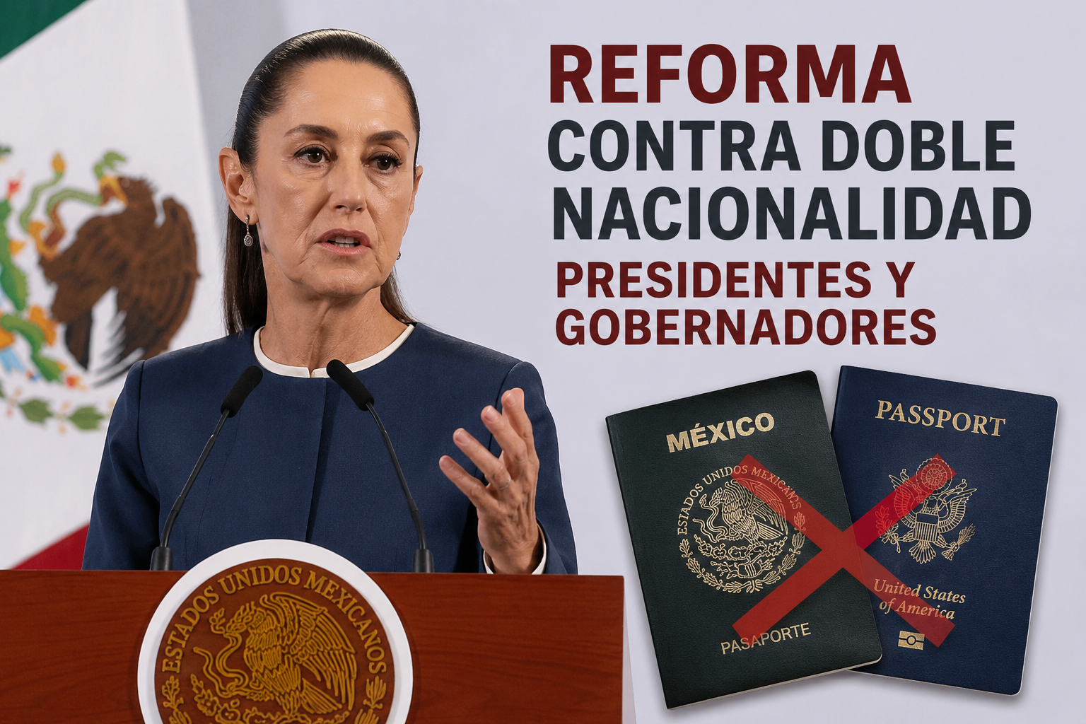 Sheinbaum cuestiona a quién representa un gobernante con doble nacionalidad.