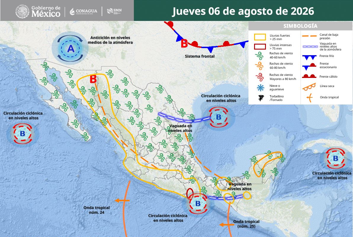 Alertan por lluvias extremas, deslaves y calor superior a 45 grados.