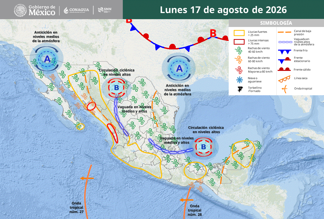 Prevén lluvias de hasta 150 mm, granizo, fuertes vientos y calor extremo.