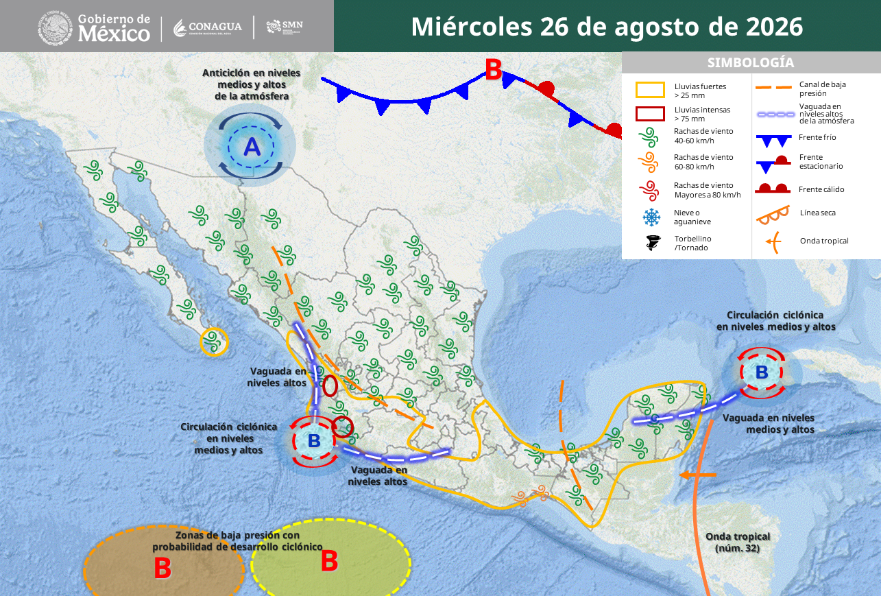 Nayarit, Jalisco y Colima esperan lluvias intensas de hasta 150 mm.