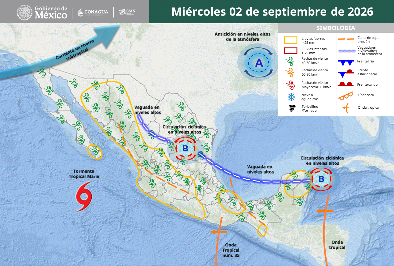 Marie amenaza México con lluvias, oleaje y calor extremo esta semana