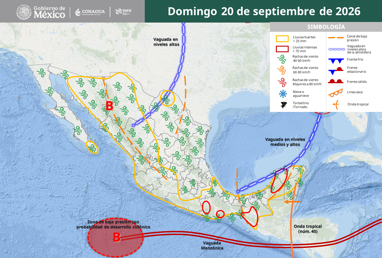 Oaxaca, Chiapas, Campeche y Yucatán enfrentarán lluvias intensas
