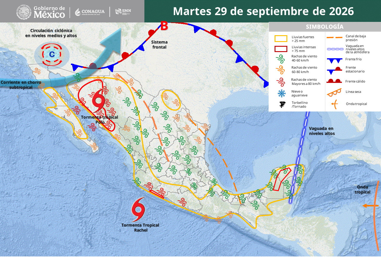 Polo golpeará Sonora; Rachel dejará lluvias torrenciales en Michoacán.